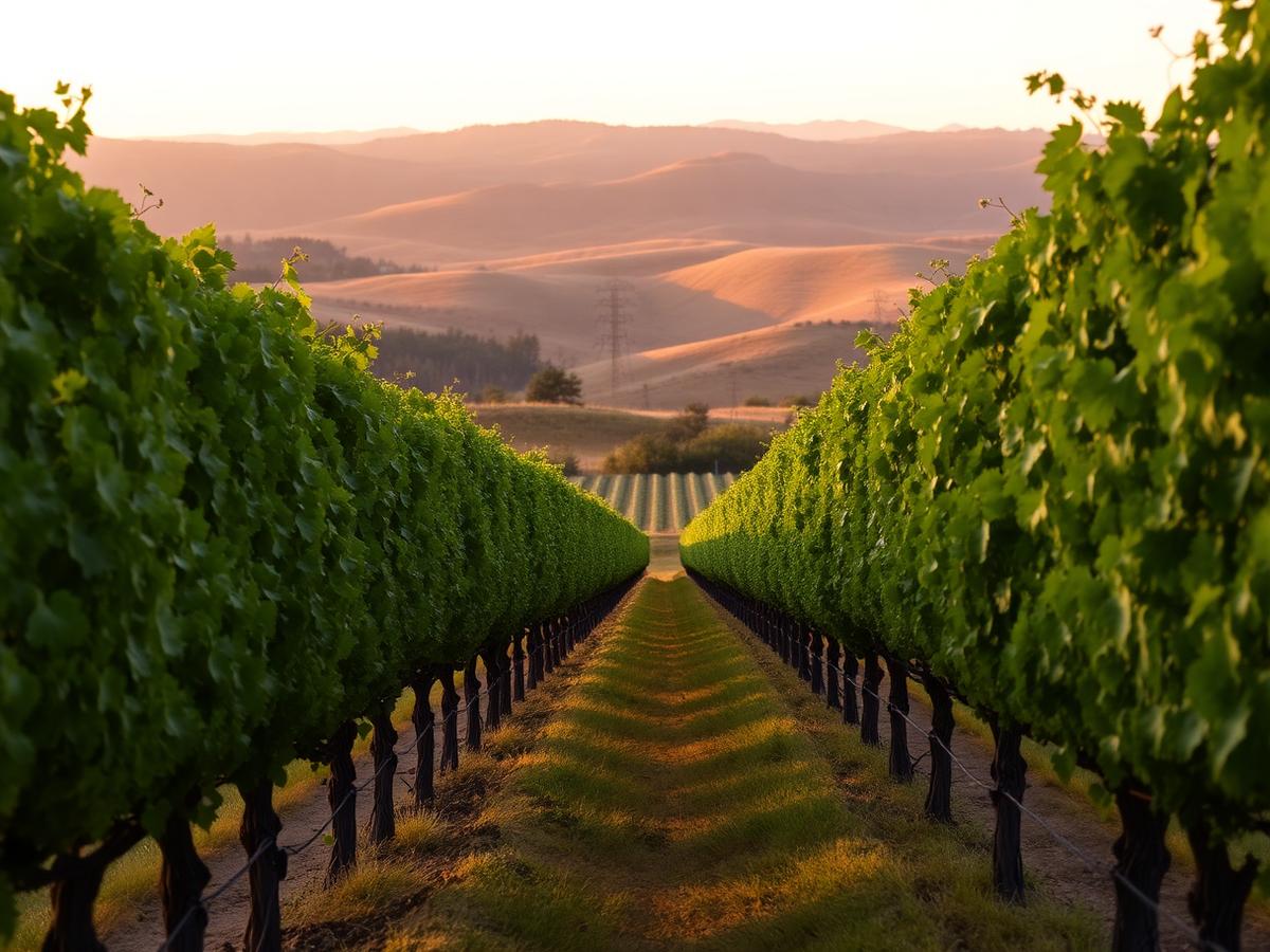 Estate vineyard at golden hour